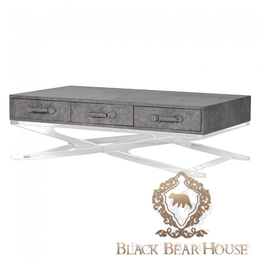 skórzany stolik kawowy vintage loft black bear house