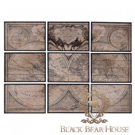 mapa świata black bear house dekoracja