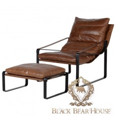 fotel vintage brązowy skórzany black bear house