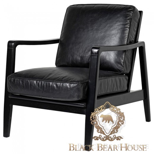 skórzany czarny fotel modern classic new york black bear house.055